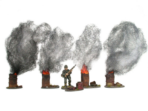 Set of burning oilbarrels