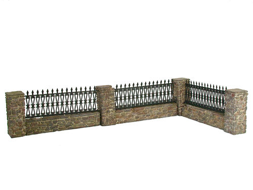 Bruchsteinmauer mit Zaun Set